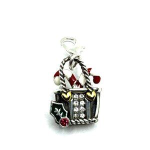 Brighton Christmas Candy Canes Tote Purse Holiday Holly Silver Snap Charm NWOT